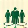Icon representing a community of people connected.